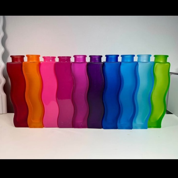 1990s IKEA SKAMT vases "squiggle" vases - rare rainbow set of 10 - Picture 2 of 2